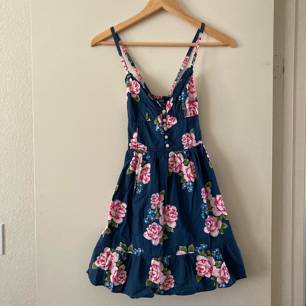 Hollister Navy Blue Floral Dress - Size Small